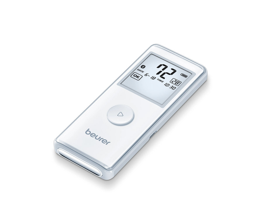 Nahaufnahme des weißen mobilen EKG-Geräts Beurer ME 90.