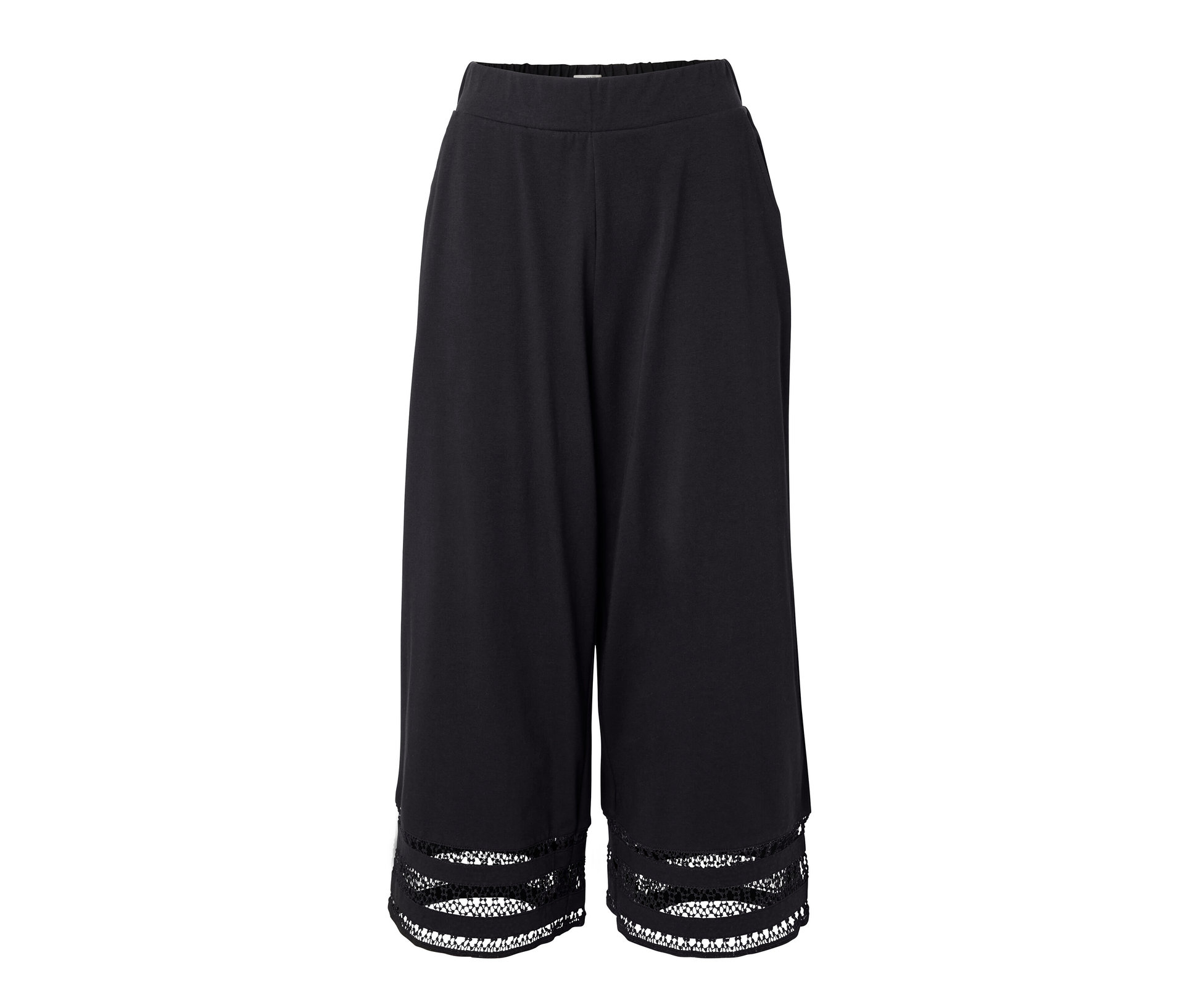 Culotte mit Stickerei - Damen - Gr. XL - schwarz - schwarz