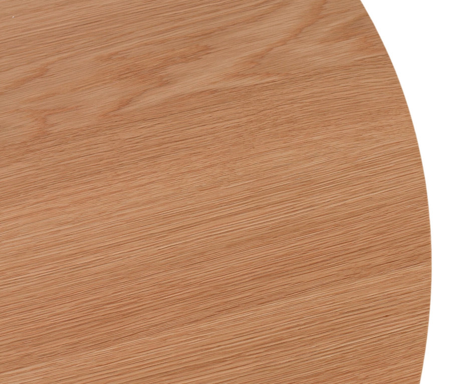 Detail des deVries Esstisches »Oria«, Natur Oak, runde Tischplatte, 120 cm Durchmesser.