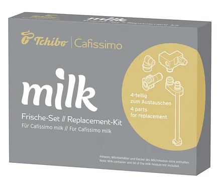 Die Packung des Cafissimo milk Frische-Sets ist zu sehen.