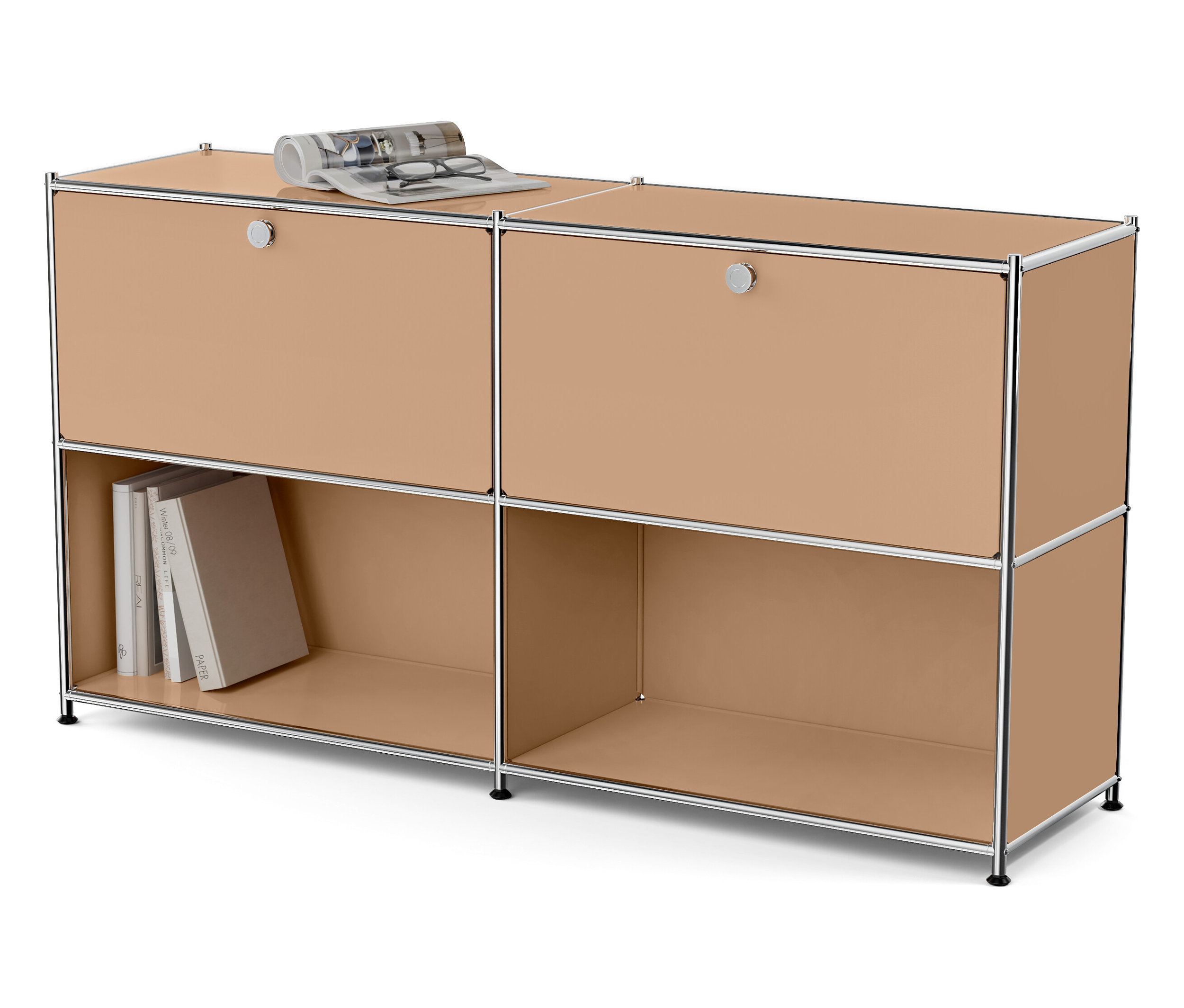 Tchibo - Metall-Sideboard »Cn3« mit 2 versetzbaren Klappenfächern - 152x40x82,5cm - braun -
