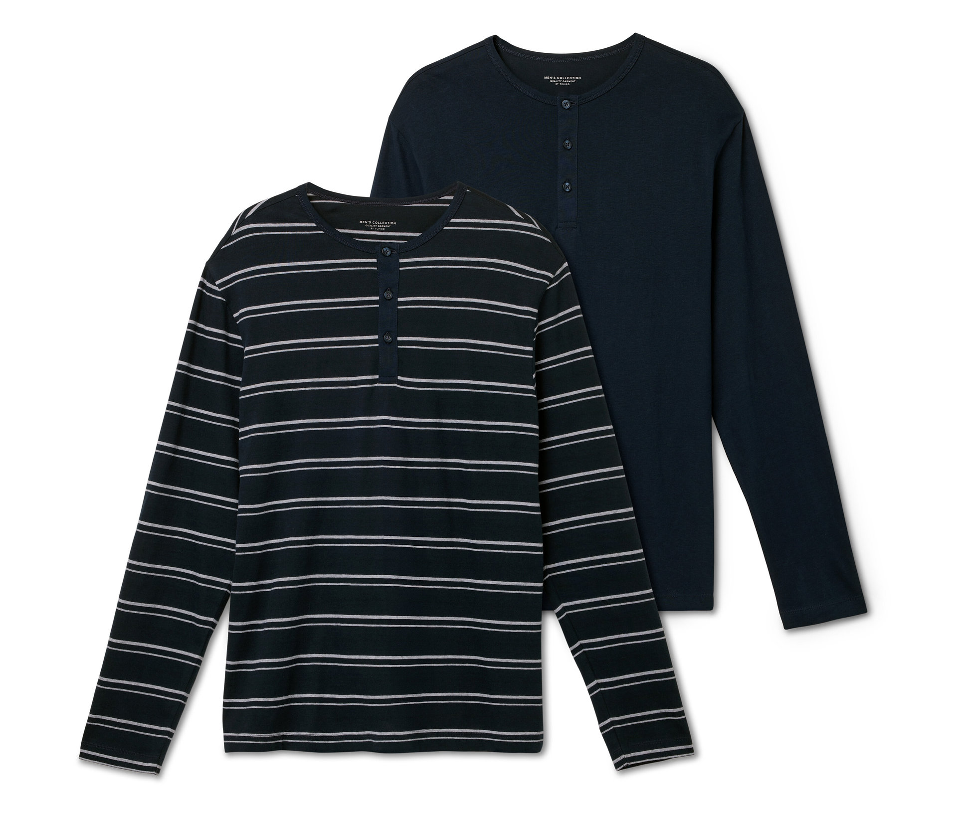 Pyjama-Shirts - Herren - Gr. S - dunkelblau/gestreift - dunkelblau
