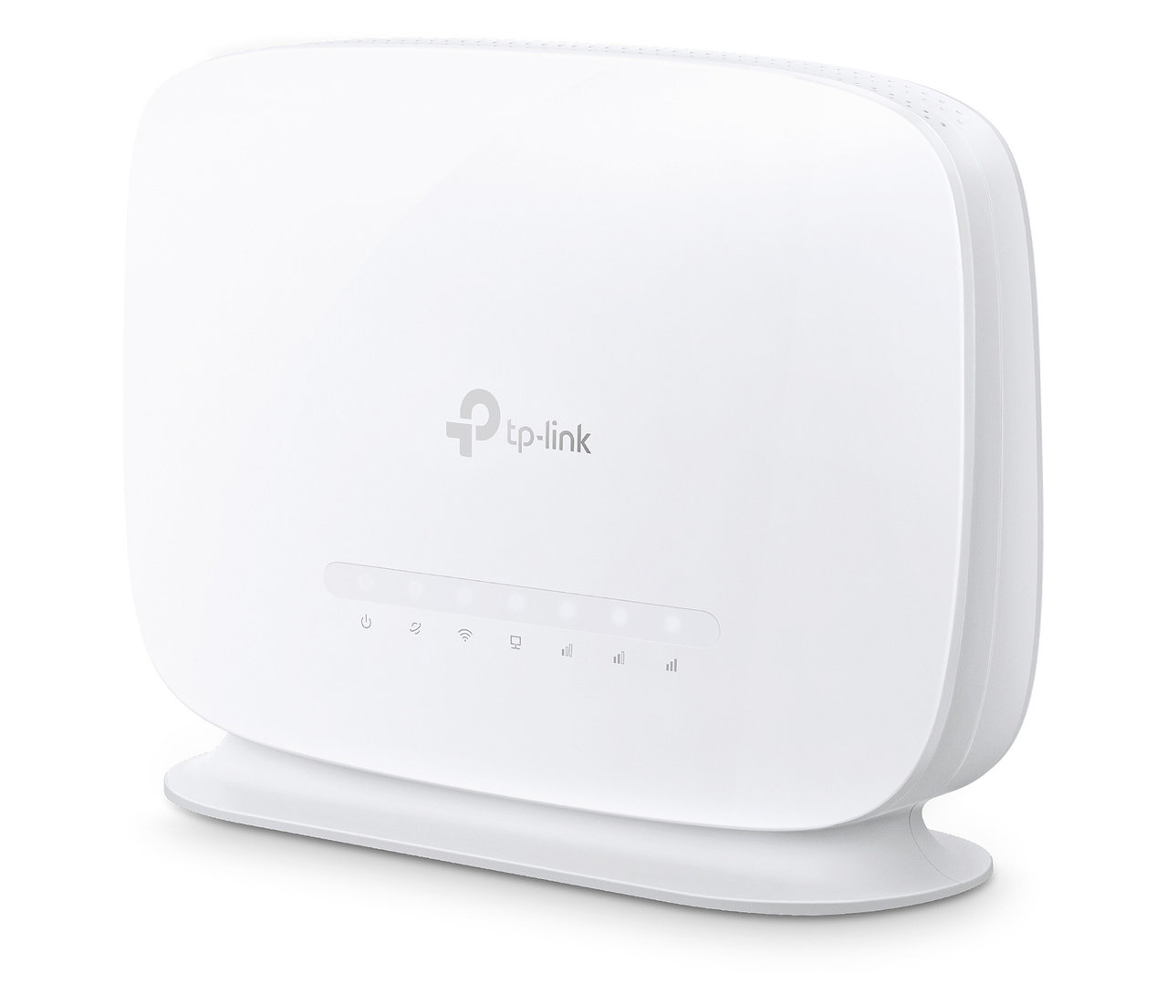 Weißer TP-Link Homespot-Router LTE auf weißem Hintergrund.