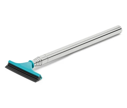 Blauer Abzieher mit teleskopierbarem silbernem Griff.