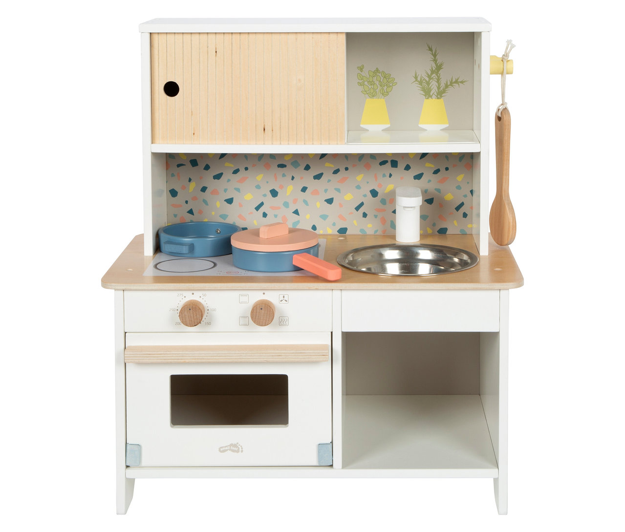 small foot Kinderküche »Terrazzo« mit Kochfeld, Spüle, Ofen und Schrank.