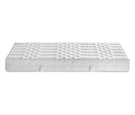 Eine weiße Irisette Comfort Matratze mit geometrischem Muster.