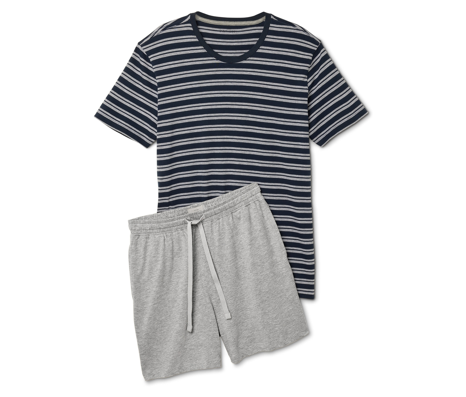 Shorty-Pyjama-Set - Herren - Gr. XL - grau/gestreift - grau