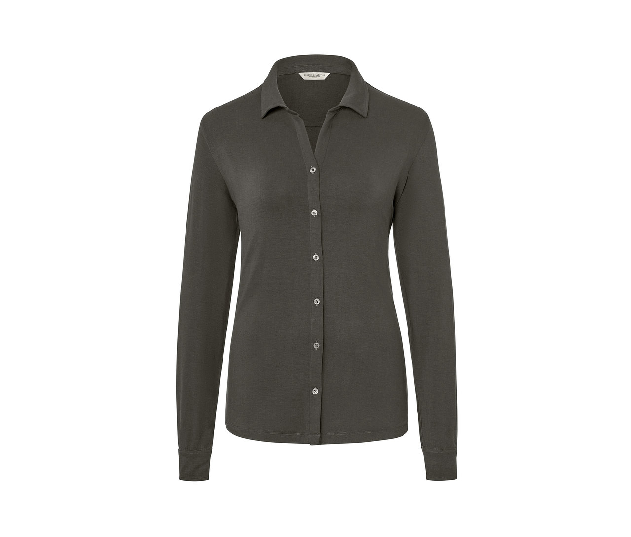 Graues Blusenshirt mit Knopfleiste.