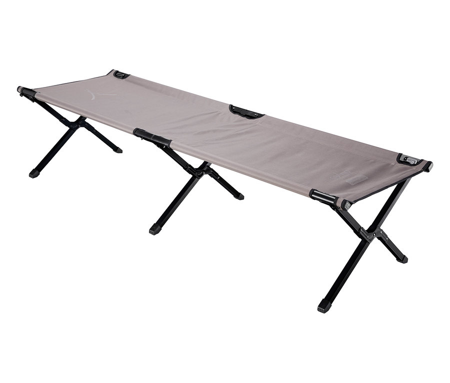 Aufnahme der Grand Canyon Campingliege »Topaz«, 210 cm, mit grauem Stoffbezug und schwarzem Gestell auf weißem Hintergrund.
