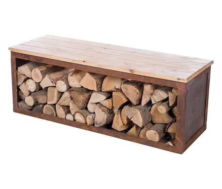Bank inkl. Holzlager »TYR«, 117 cm, gefüllt mit Holz.