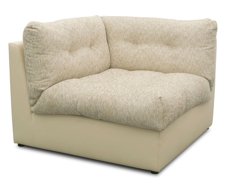 Nahaufnahme des DOMO Sofa »800 026«, Eckmoduls mit beiger Polsterung.