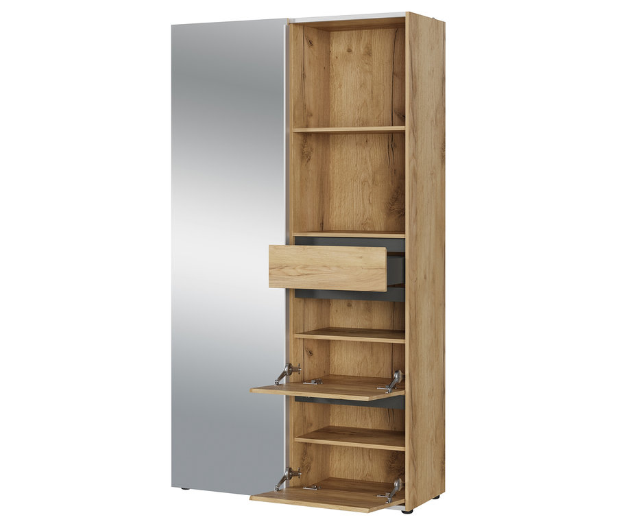 Die Kompaktgarderobe »Aledo« hat einen Spiegel, offene Fächer, eine Schublade und Schuhfächer mit Klappen.