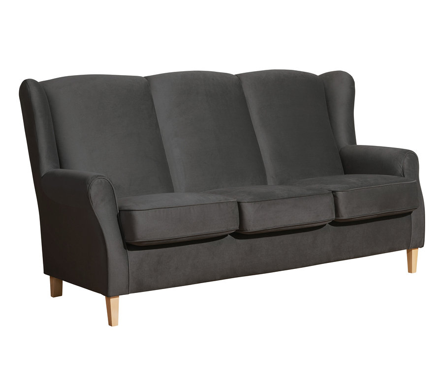 Graues Max-Winzer®-3-Sitzer-Sofa »Luke« mit Holzbeinen.