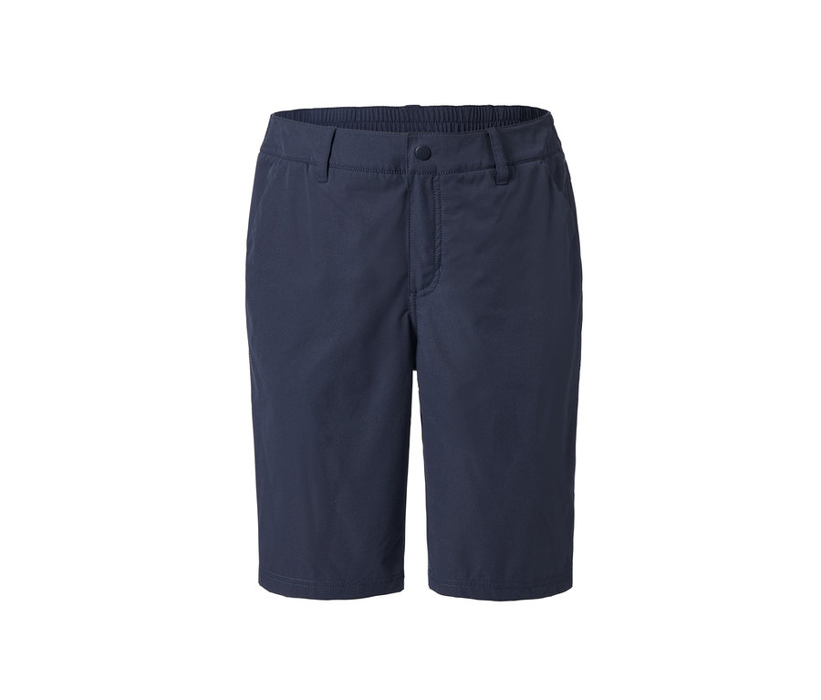 Blaue Softshell-Funktionsshorts.