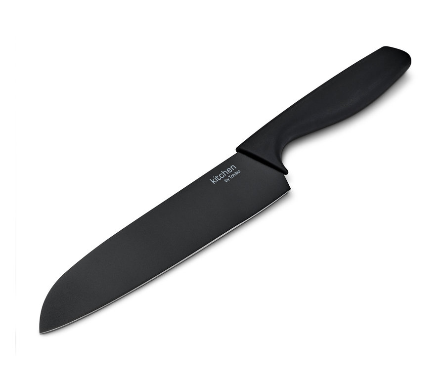 Ein Allzweckmesser in Schwarz auf weißem Hintergrund.