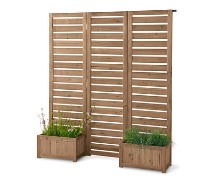 Flexibler Paravent mit Pflanzkästen