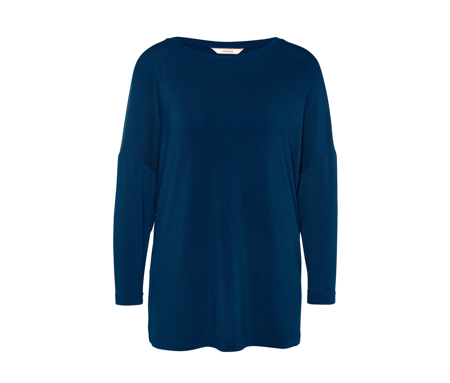 Blaues Oversized-Shirt mit langen Ärmeln.