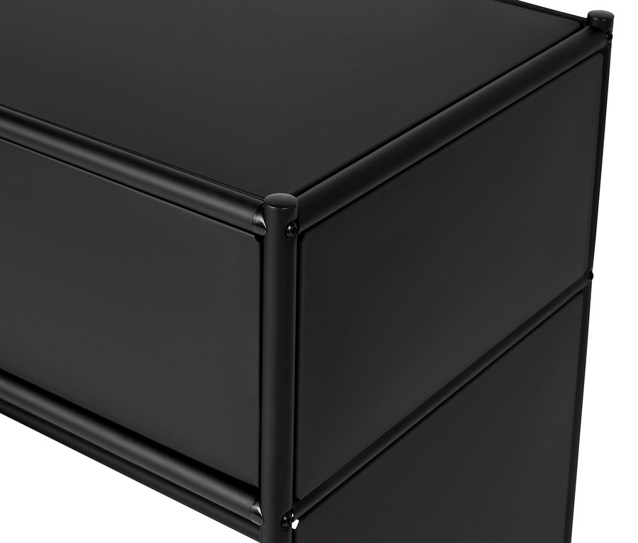 Detail der Metall-Konsole »CN3« mit Schublade, all black.
