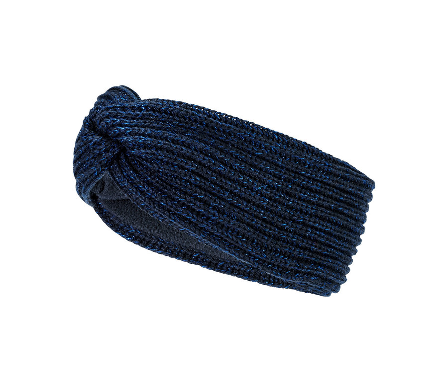 Ein marineblaues Stirnband.