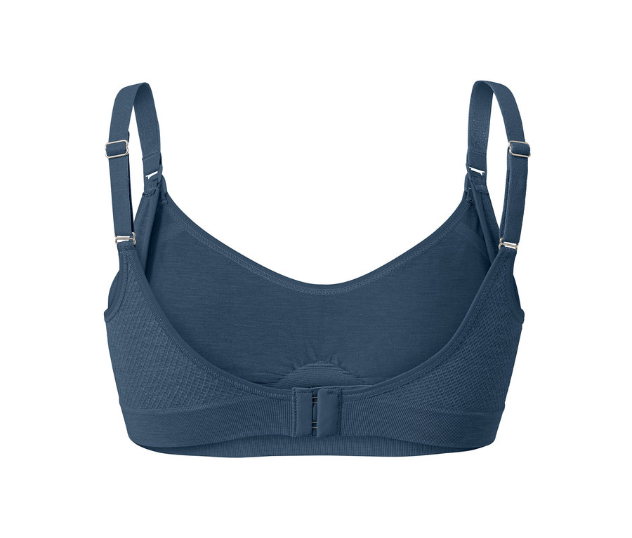 Detailansicht von hinten eines blauen 2er Seamless-Still-BHs.