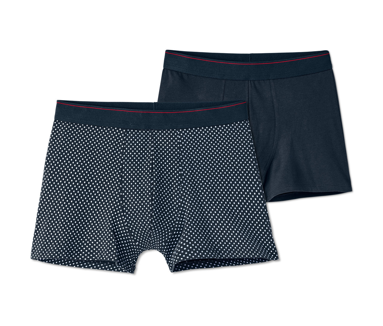 Zwei Slipboxer, eine mit weißen Punkten, die andere marineblau.