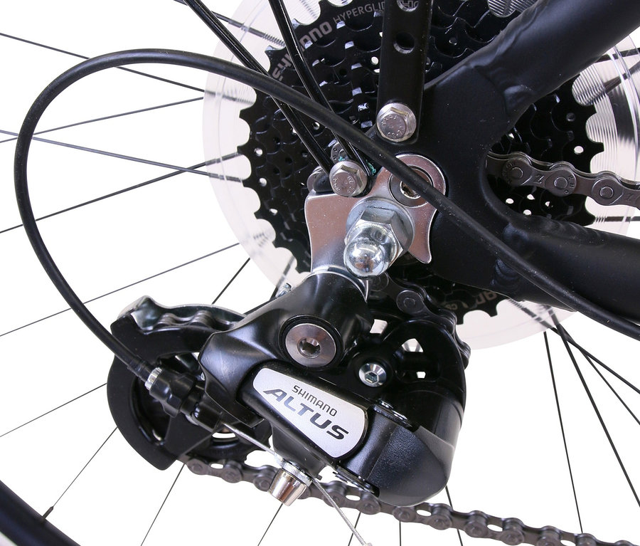 Detailaufnahme vom Hinterrad eines HAWK Bikes Damen-Trekkingrads »Trekking Lady Premium« mit Shimano Altus Schaltwerk.
