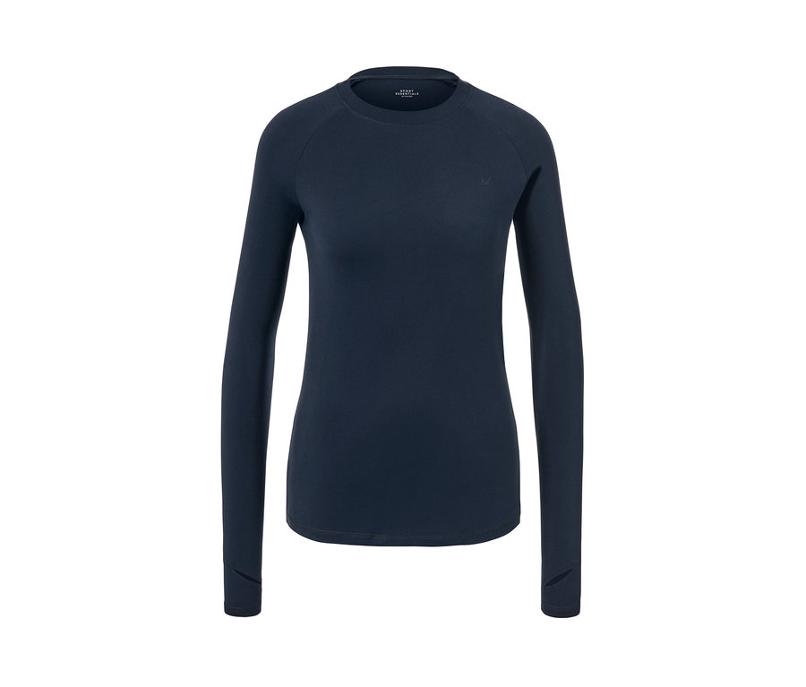 Dunkelblaues Langarm-Funktionsshirt.
