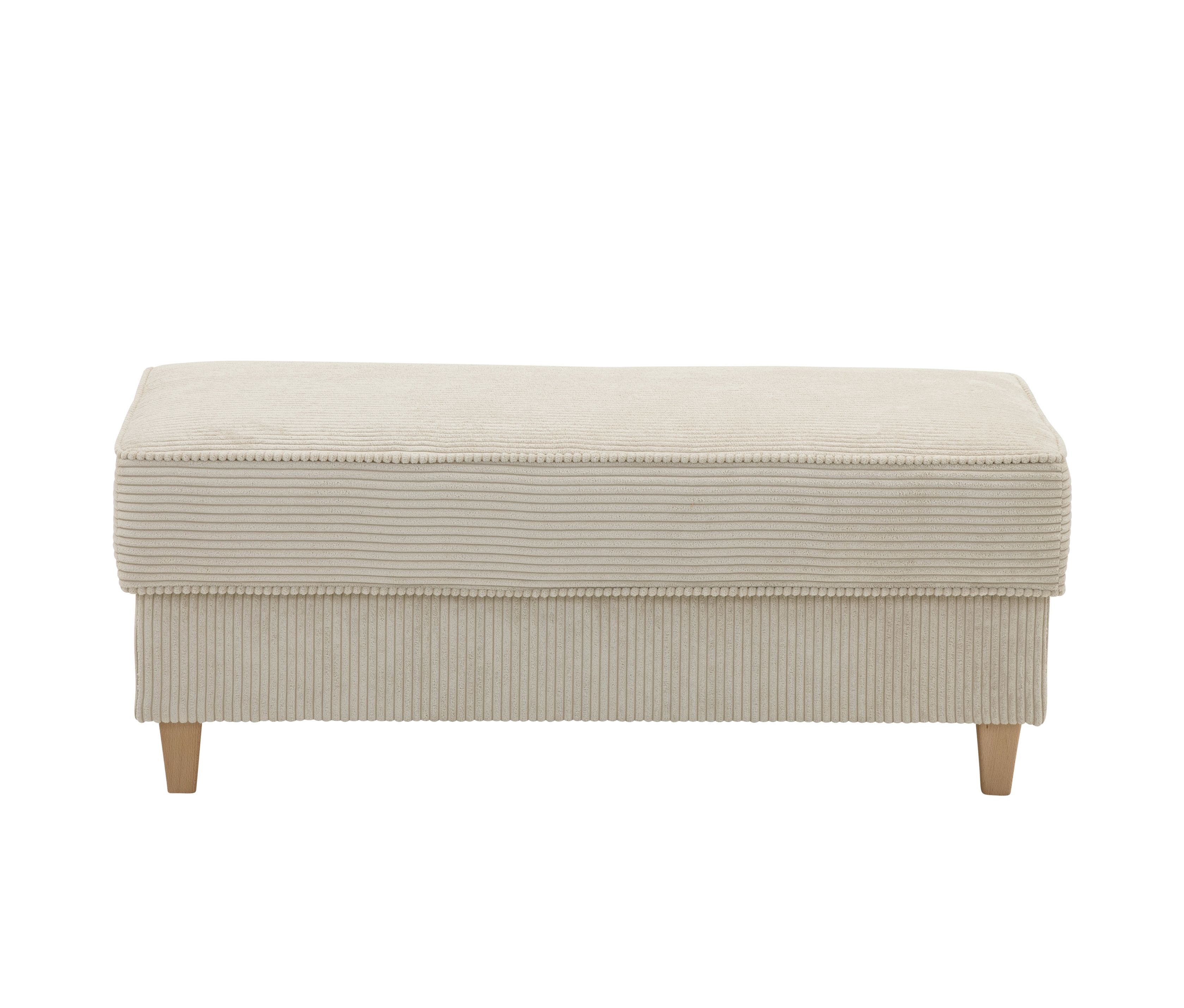 Tchibo - Aufklappbare Hockerbank mit Stauraum in Cordstoff - 110x51x44cm - creme - Polyester / Holz / Buchenholz