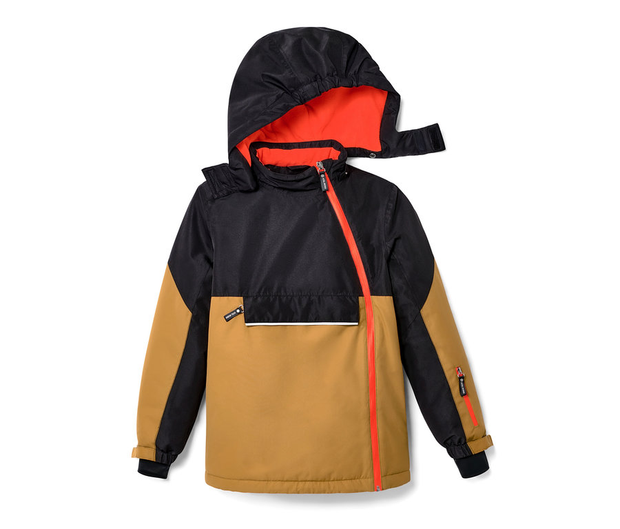 Kinder-Snowboardjacke in Schwarz und Braun.