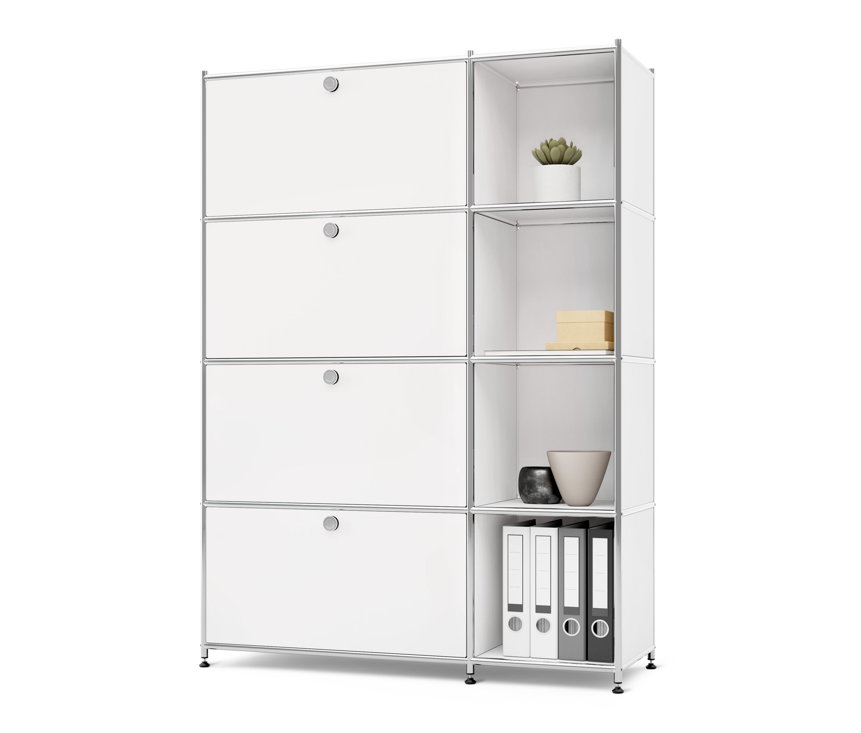 Tchibo - Regal Metall »Cn3« mit 4 Klappenfächern - 115x40x158,5cm - chrom - Stahl / Stahl / Aluminium