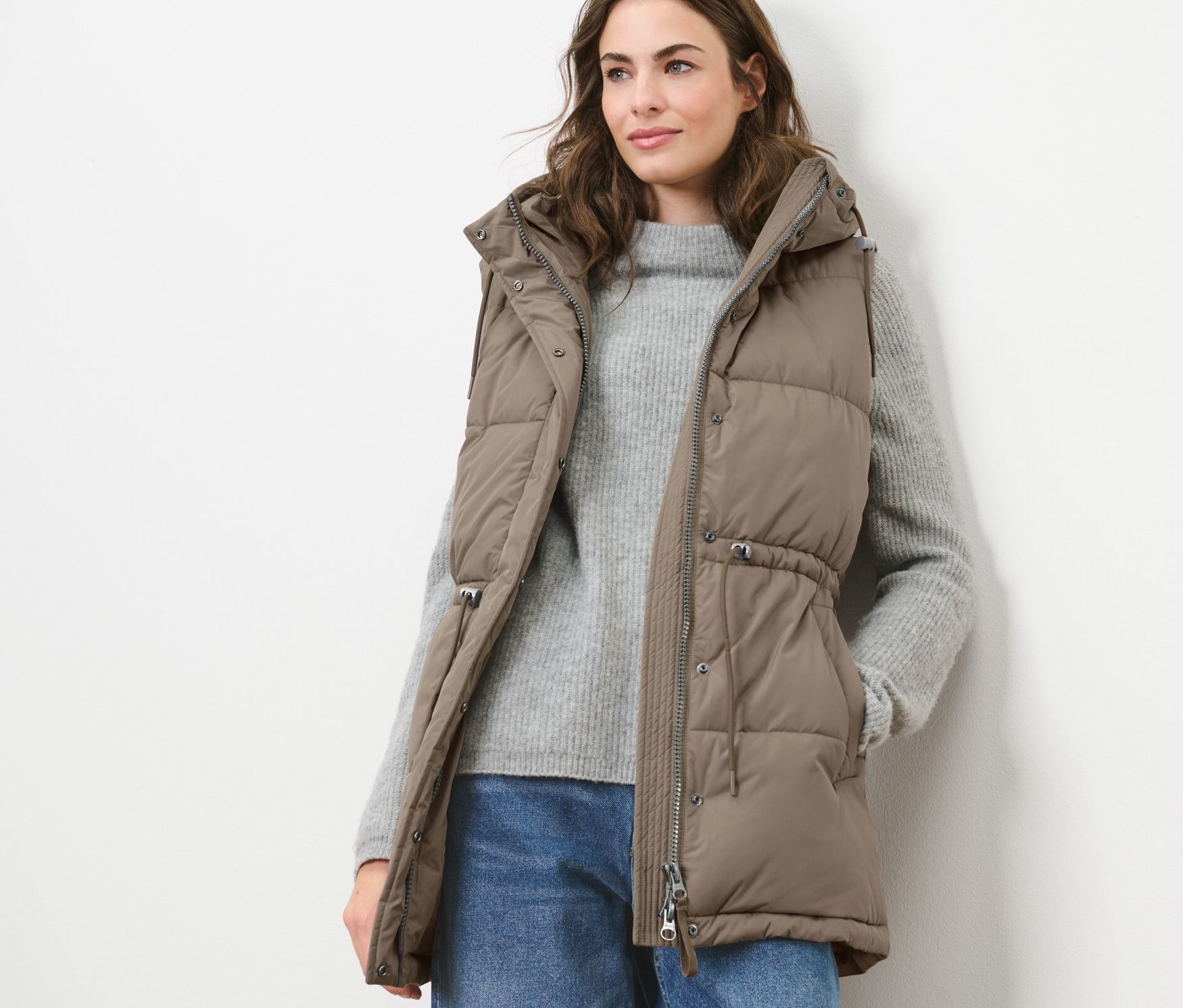 Thumbnail - Tchibo - Stepp-Weste mit Kapuze - Damen - Gr. XL - taupe
