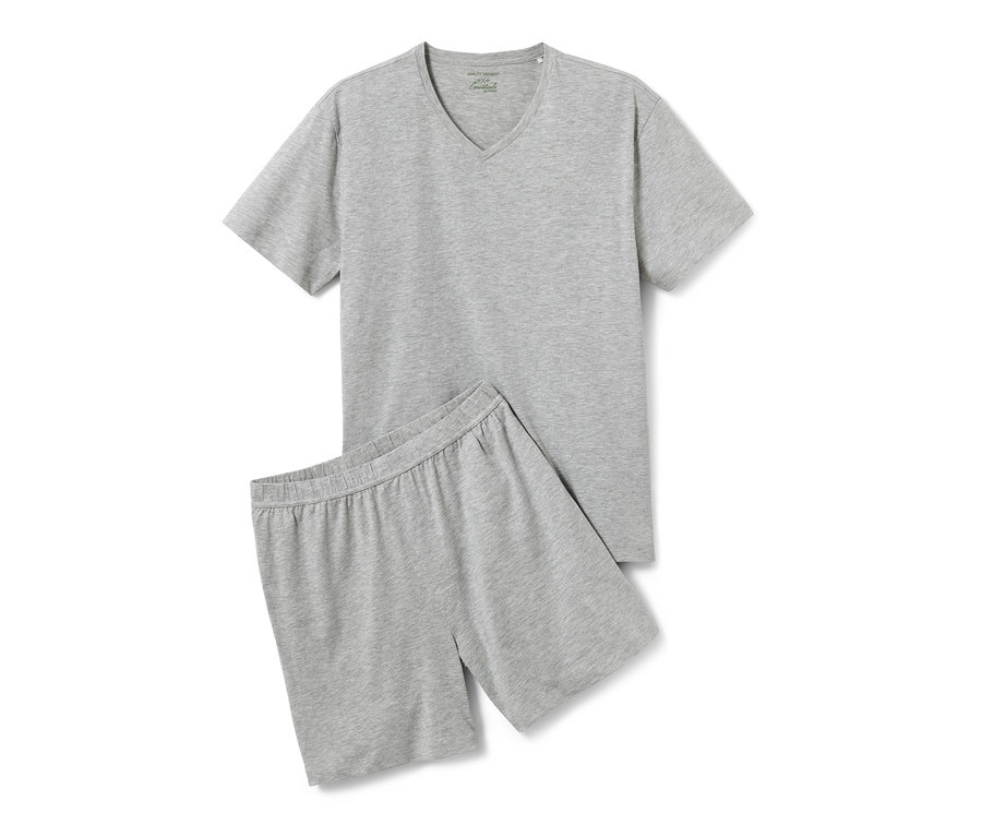 Grauer Shorty-Pyjama mit Kurzarm-Oberteil und Shorts.