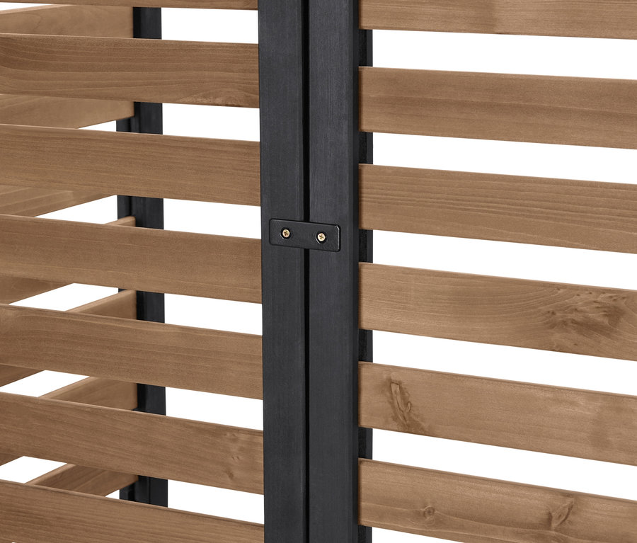 Detailaufnahme eines Eckmoduls mit Pflanzkasten des Sichtschutzes Elin.