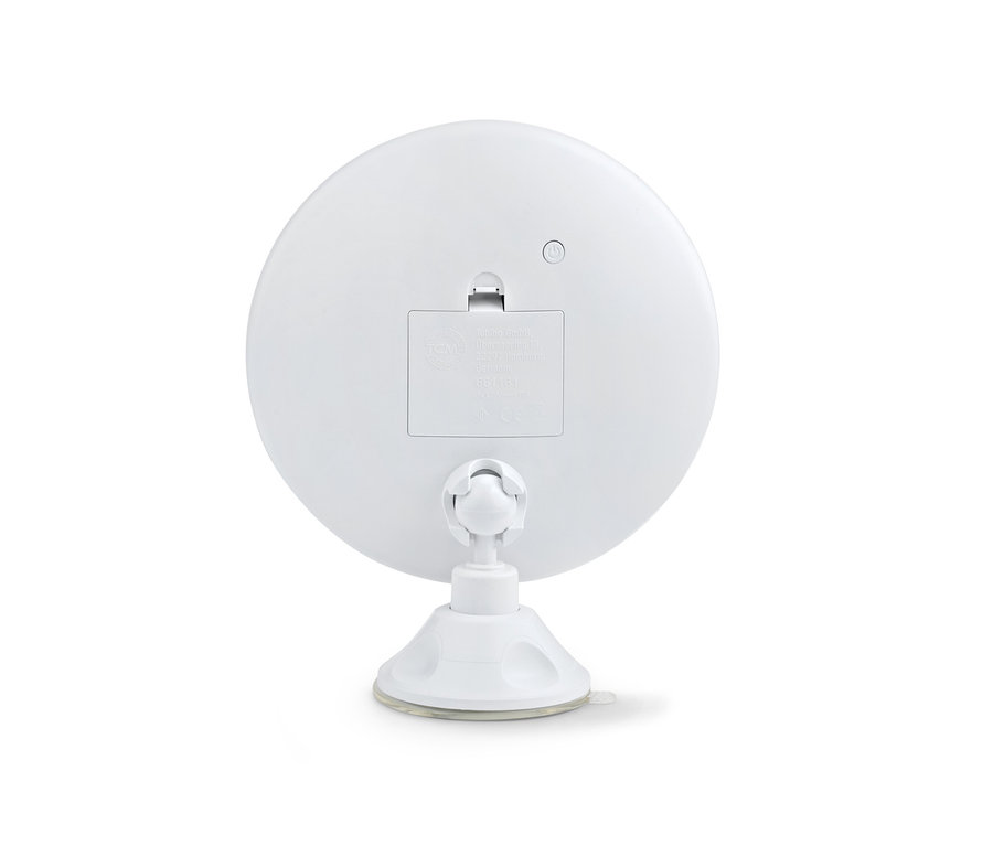 Detailansicht eines weißen LED-Kosmetikspiegels.