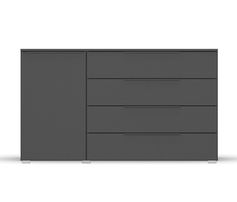 Graue rauch Kommode »Monostar« mit Tür und Schubladen, grau metallic.