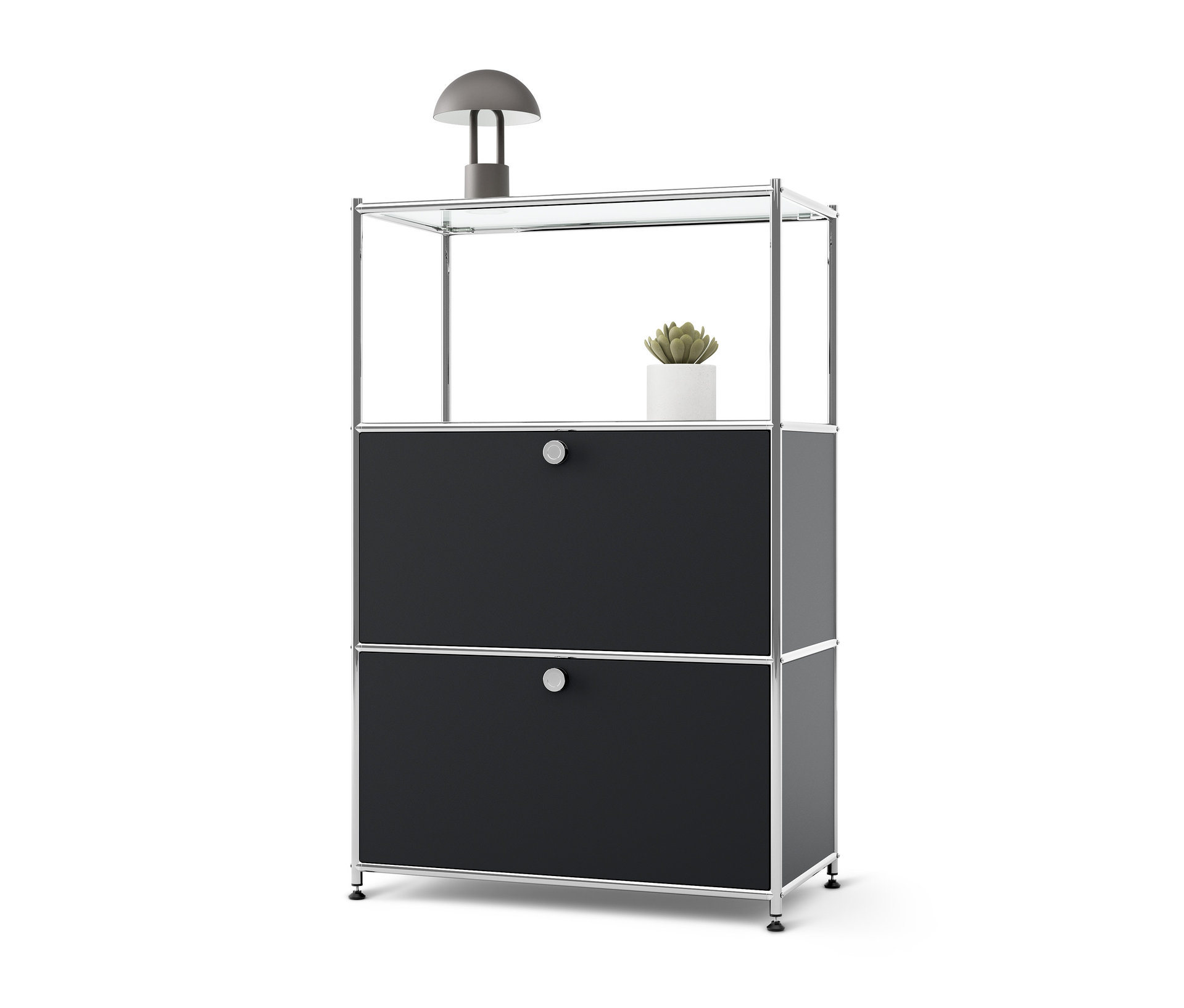 Tchibo - Kommode Metall »Cn3« mit 2 Klappenfächern - 77x40x120,5cm - schwarz -