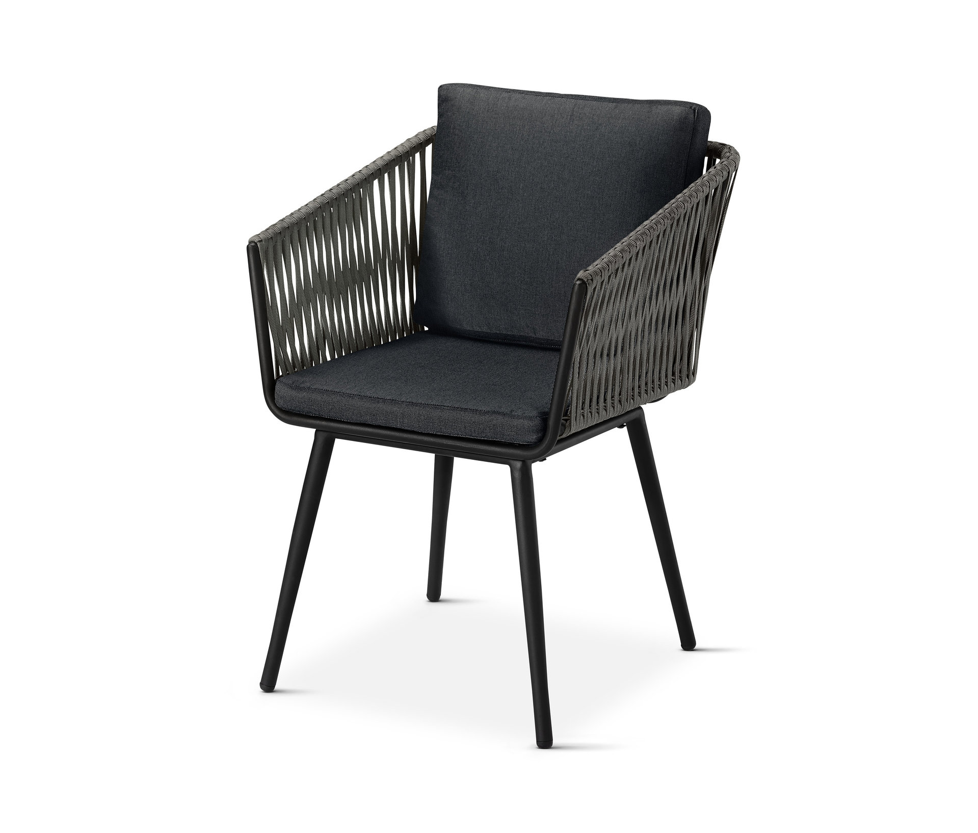 Tchibo - Dining-Sessel mit Textilgeflecht - 60x63,5x85cm - anthrazit -