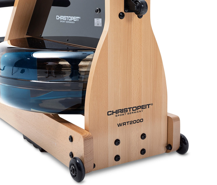 Detailansicht des Christopeit Holz-Wasser-Rudergeräts »WRT 2000«.