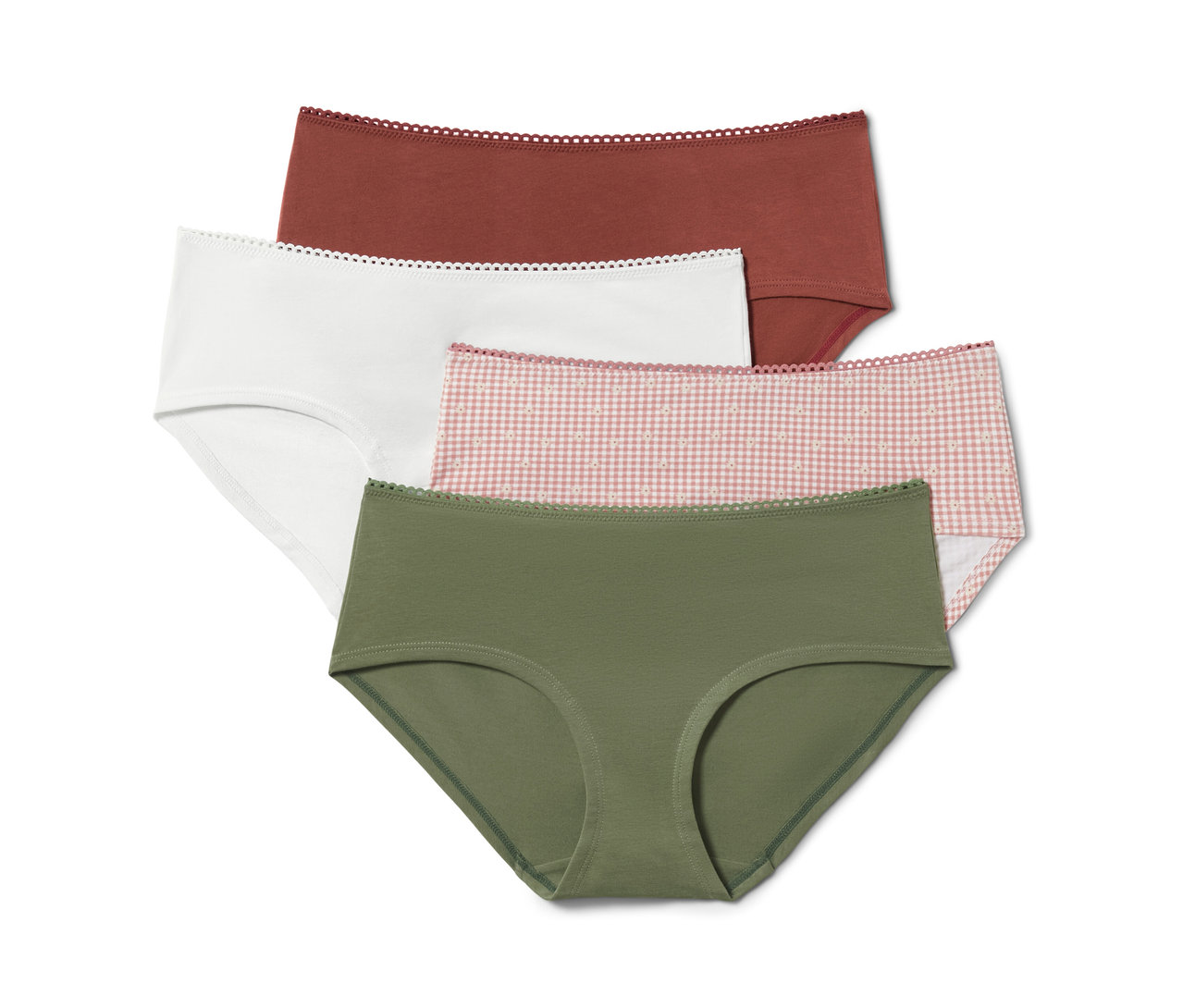 Vier Pantys in verschiedenen Farben.