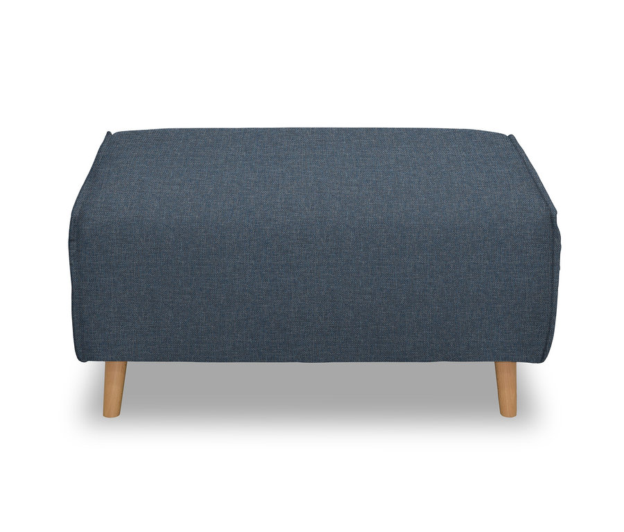 Blauer DOMO collection Hocker Jules mit vier Holzbeinen.