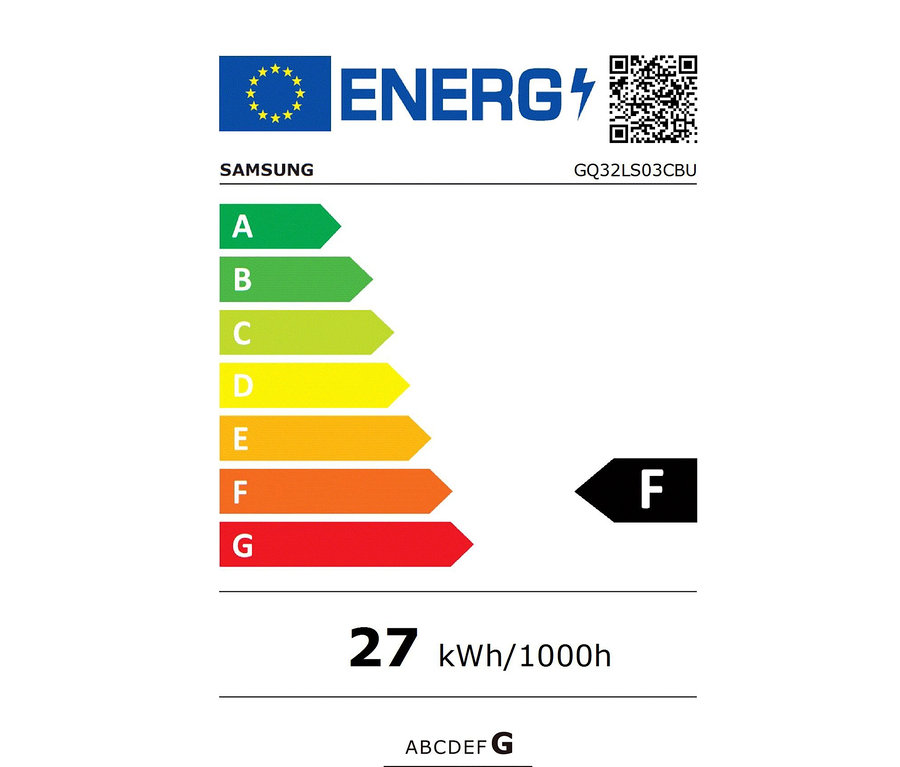 Energieetikett für Samsung "The Frame GQ32LS03CBUXZG" QLED-Smart-TV, 32".