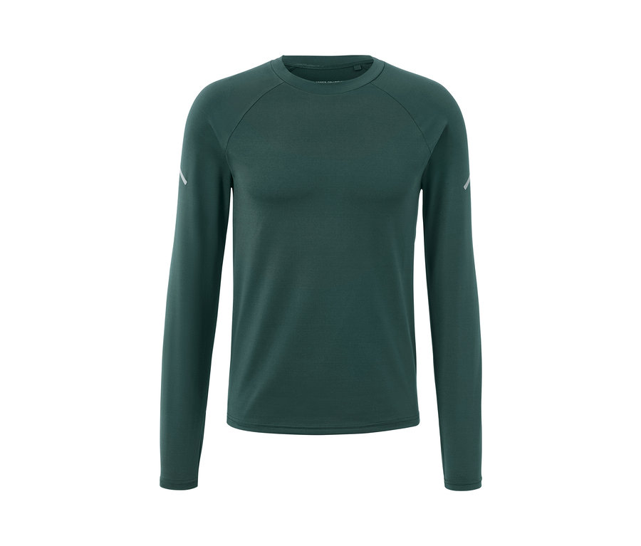 Grünes Langarm-Funktionsshirt.