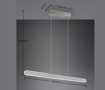 Trio LED-Pendelleuchte »Helios« mit Abmessungen.