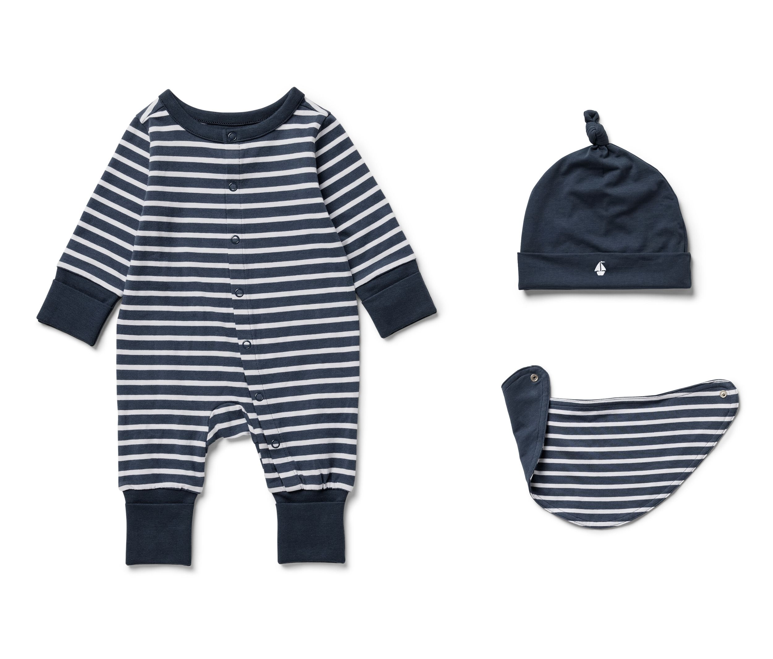 Tchibo - Baby-Set - Newborn - Gr. 50/56 - weiß/gestreift