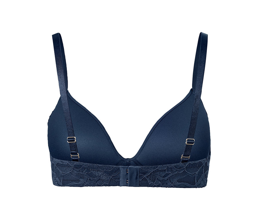 Blauer Softschalen-BH von hinten gezeigt.