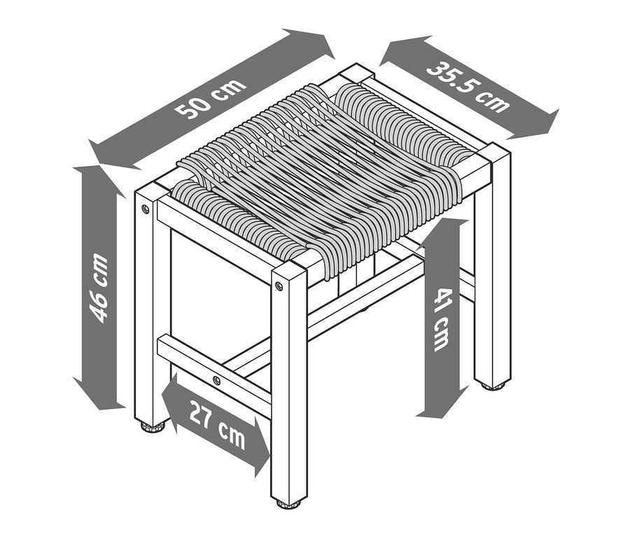 Abmessungen Hocker »Lenja« mit Textilgeflecht.