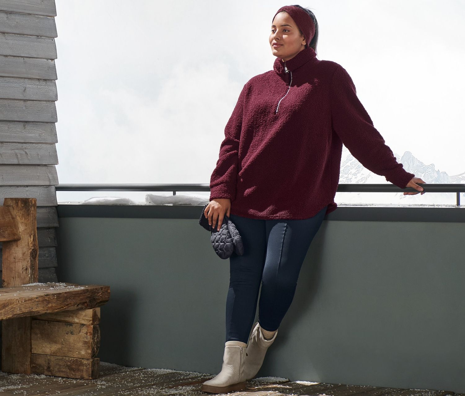 Thumbnail - Tchibo - Oversized Teddypullover - Damen - Gr. M - bordeaux