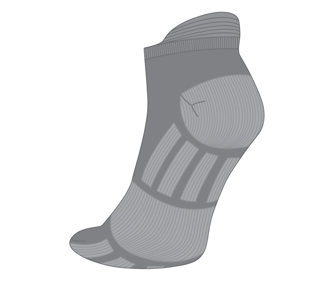 Eine graue Laufsocke.