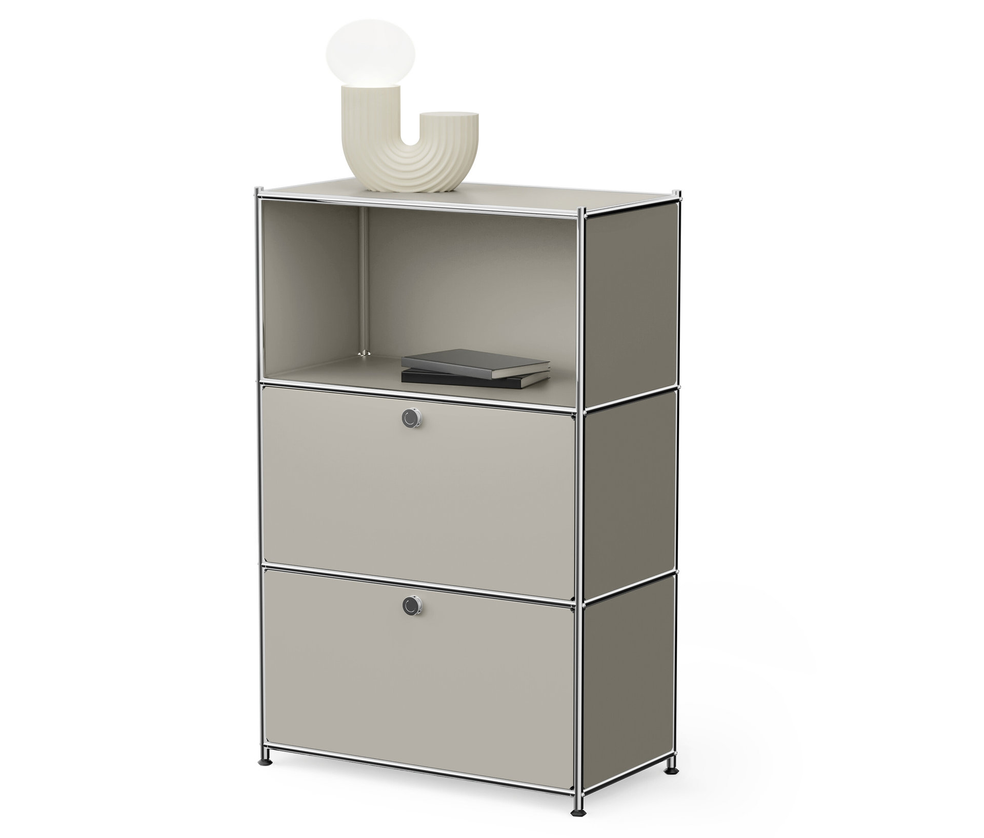 Tchibo - Kommode Metall »Cn3« mit 2 Klappenfächern - 77x40x120,5cm - hellgrau -