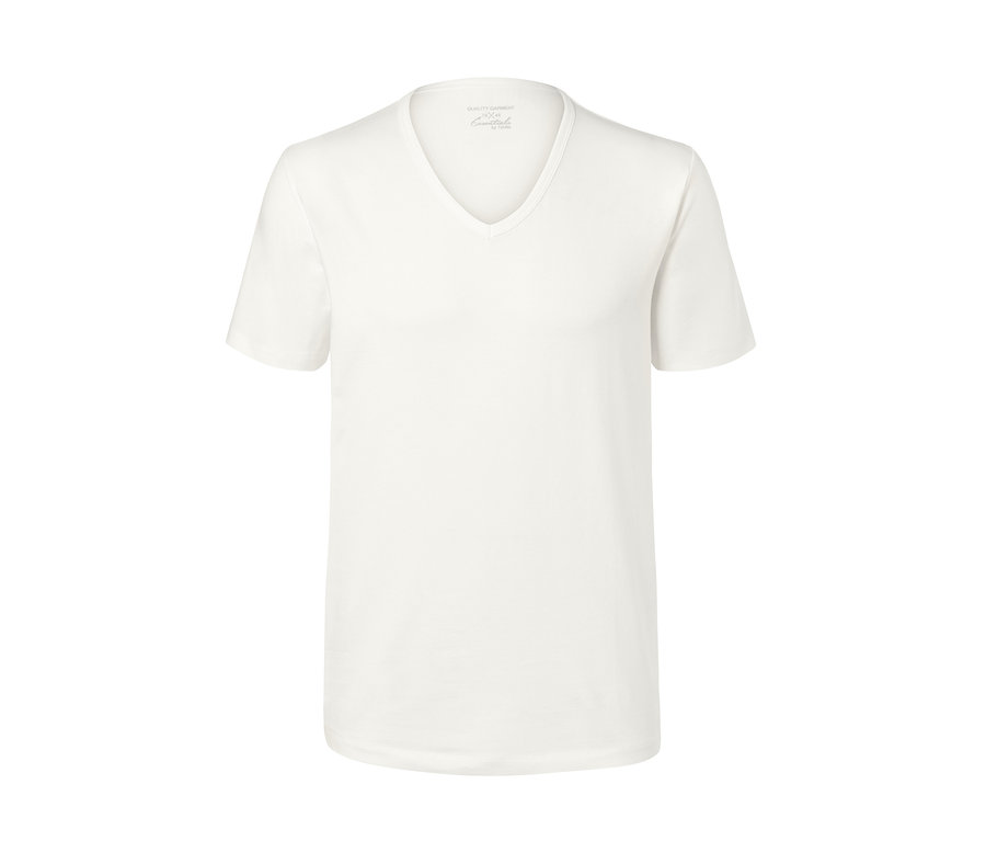 Ein weißes Jersey-Halbarm-Unterhemd.